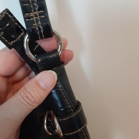 Vintage Petite Faux Alligator Embossed Brown Shoulder Bag - Picture 9 of 13